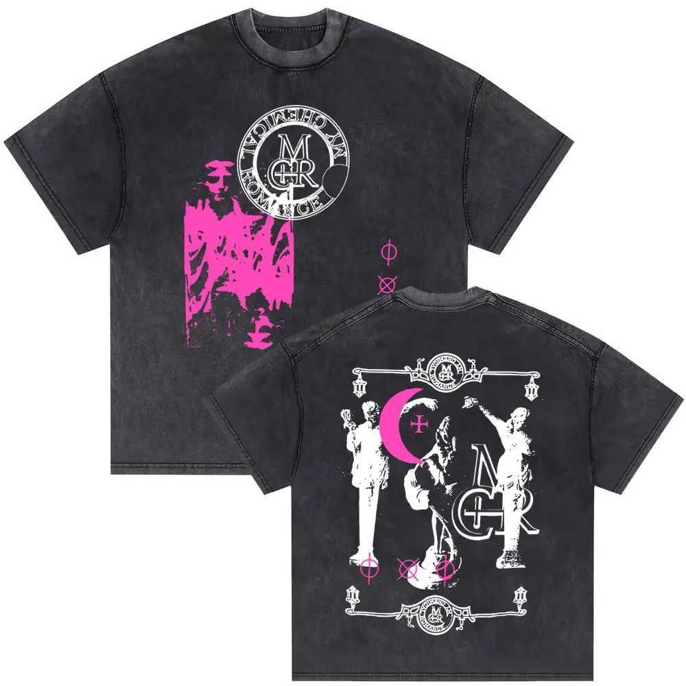 Washed Vintage My Chemical Romance 2007 Tour T-shirt Mens Parade Punk Emo Rock Band T-shirt Mens Fashion Oversized T-shirt X241228