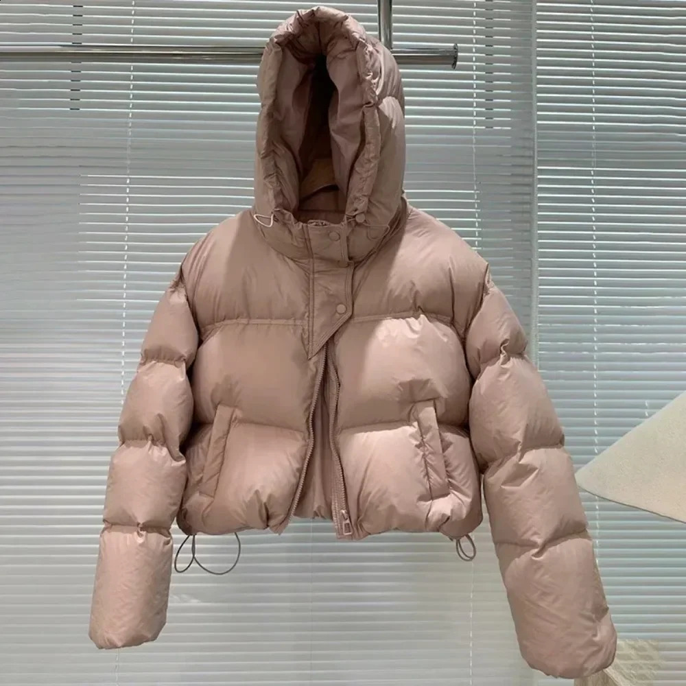 2024 Fashion White Duck Down Jacket Hooded Women Autumn Winter Warm Over Size Casual Short Thick Outwear Female Coat 241227