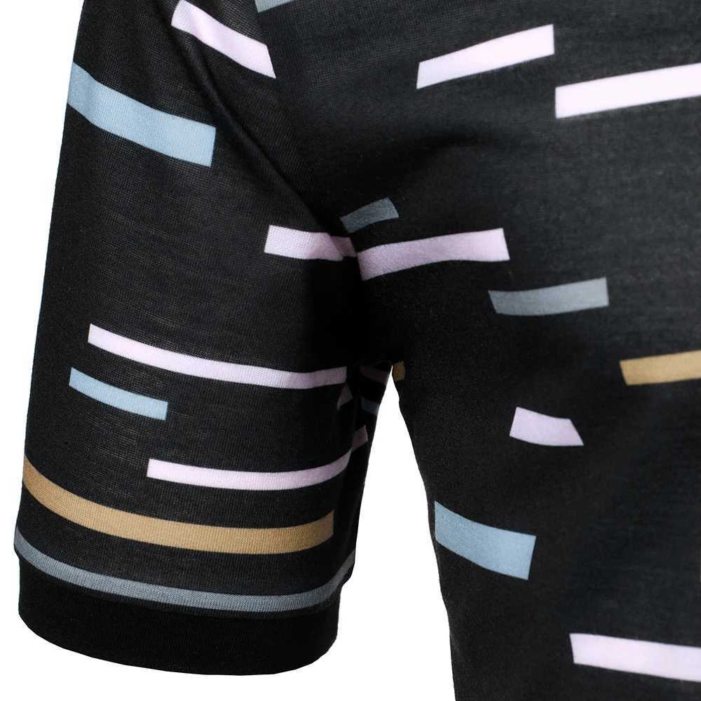 Mens T-Shirt Mens Short Sleeve T-Shirt Color Block Stripe Printed T-Shirt New Charm Mature shirt Casual Fashion Men Lapel Top X241228