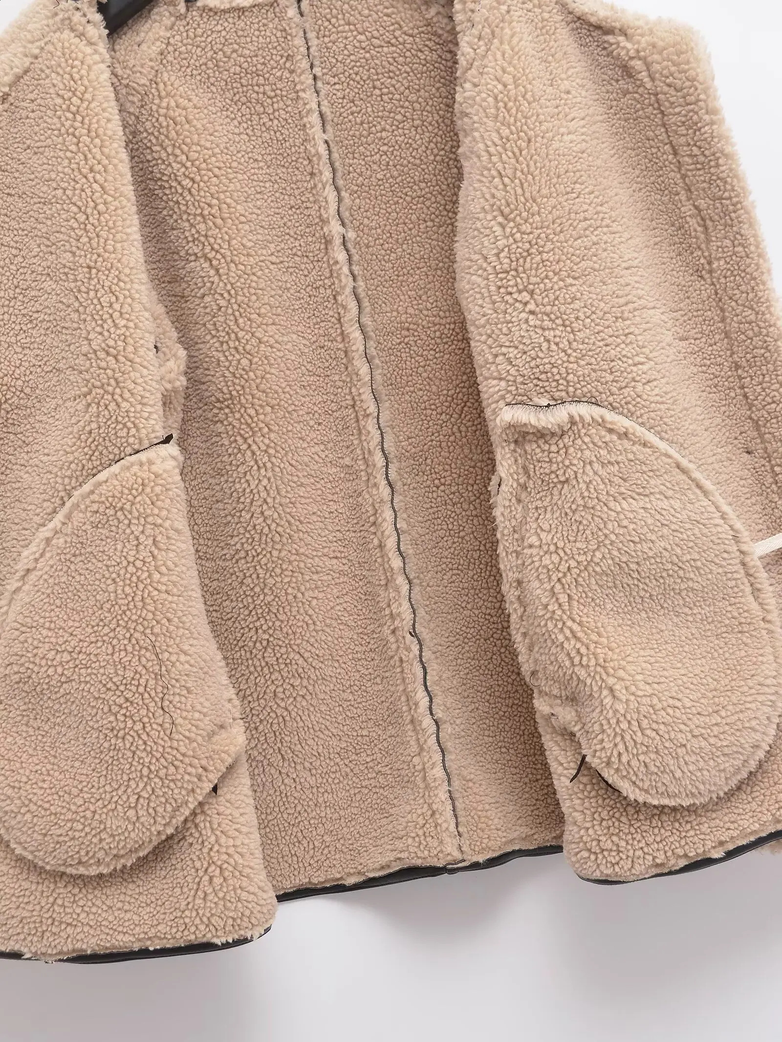 European and American style winter style lapel sherpa jacket for women fashionable and versatile fur all-in-one warm top 241227