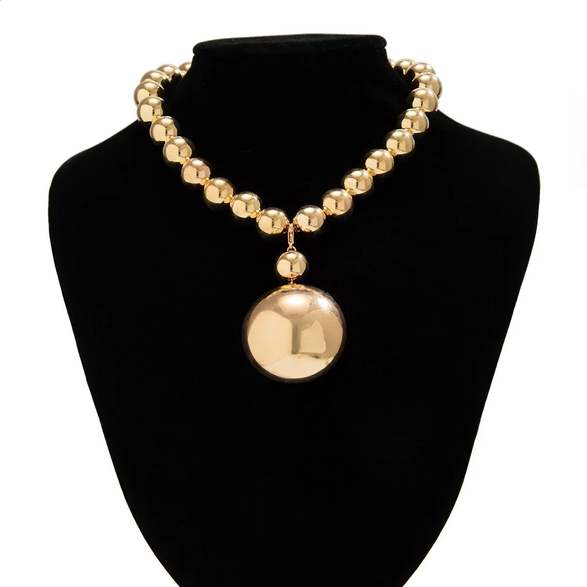 Lacteo Punk Round Beads Ball Chain With Removable Geometric Pendant Necklace Womens Jewelry Set Drop Earrings Ladies Party 241226