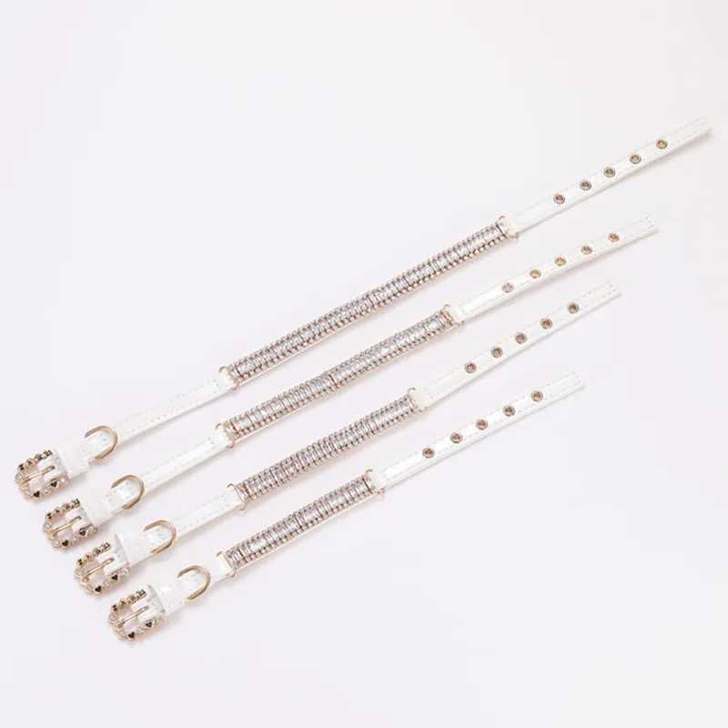 Dog and cat pearl necklace crystal rhinestone pearl cat necklace adjustable PU leather necklace suitable for small dog and cat accessories M241228