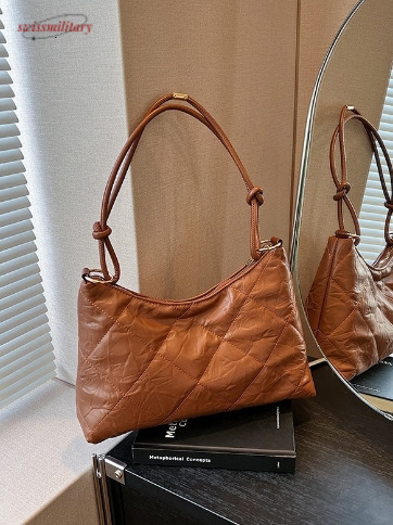 New Cross border Retro Single Shoulder Large Capacity Commuter Women's Bag with Diamond Grid Underarm Bag, High end, Fashionable and Versatile Cr