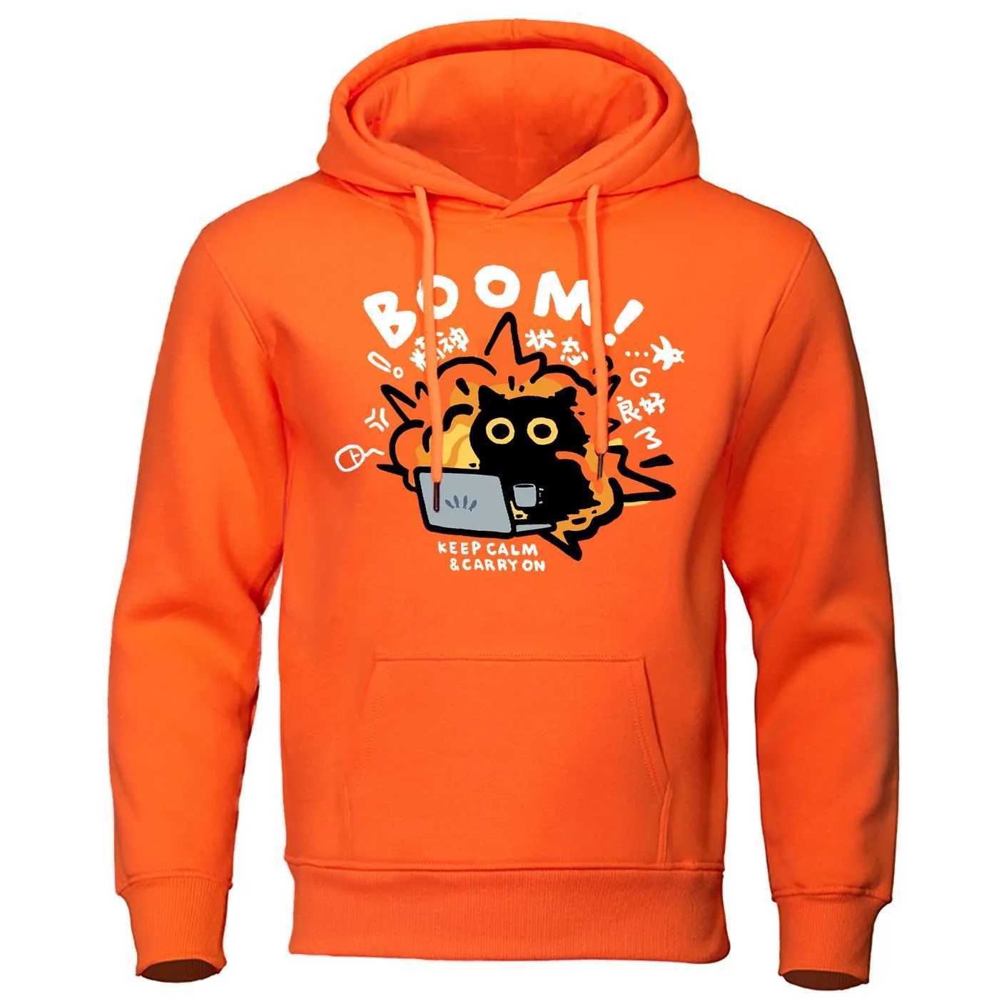 Good Mental State Pure Hoodie Men Cartoon Cat Hoodies Soft Comfort Casual Loose Sweatshirt Hip Hop Fashion Hoody Mens Clothing X241228