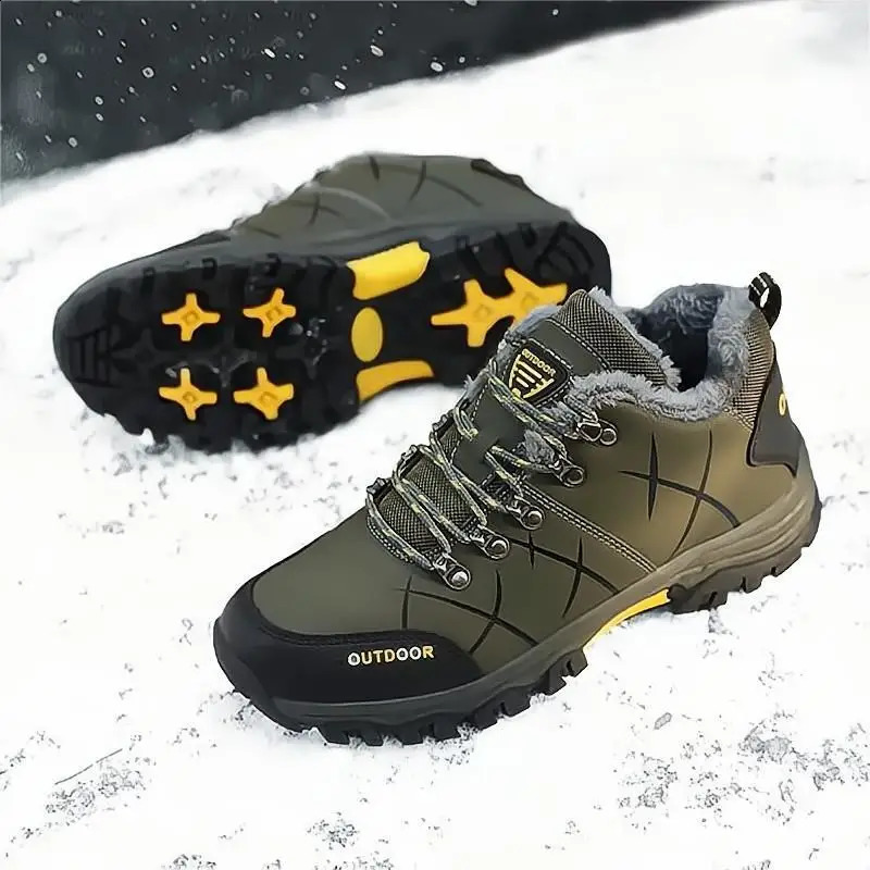 Mens Sneakers Mountaineering Boots Waterproof Leather Hiking Boots Warm Winter shoes for men Snow Boots Outdoor trekking shoes 241228