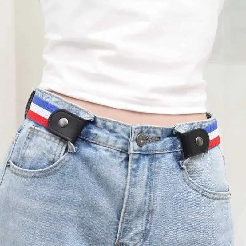 Simple And Fashionable Womens Belt Elastic Lazy Mens Belt Woven Invisible And Seamless Unisex Jeans Belt Length Adjustable W241228