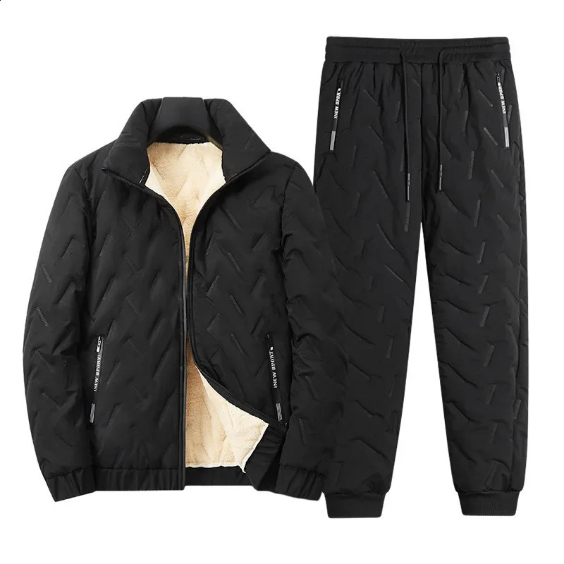 Men Tracksuit Suits Winter Fashion Thick Warm Parka Jacket Pants 2 Piece Sets Oversized Casual Man Clothing Sets Male Sportswear 241224