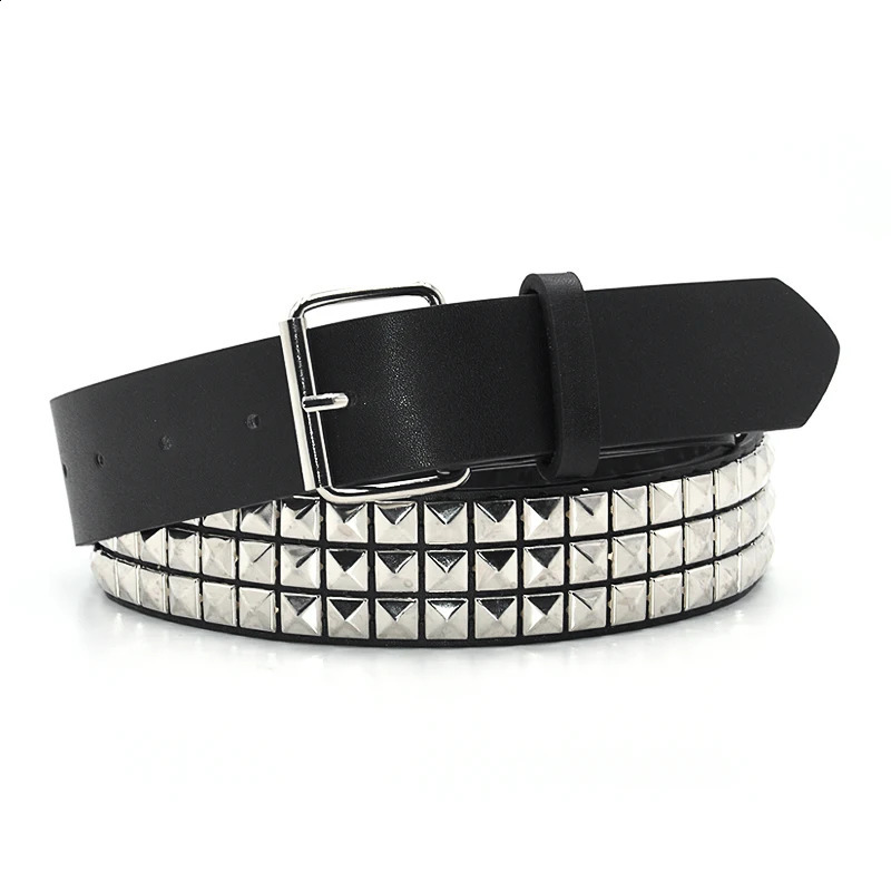 Pyramid Fashion Rivet Belt Men Womens Studded Punk Rock With Pin Buckle Drop Black 241225
