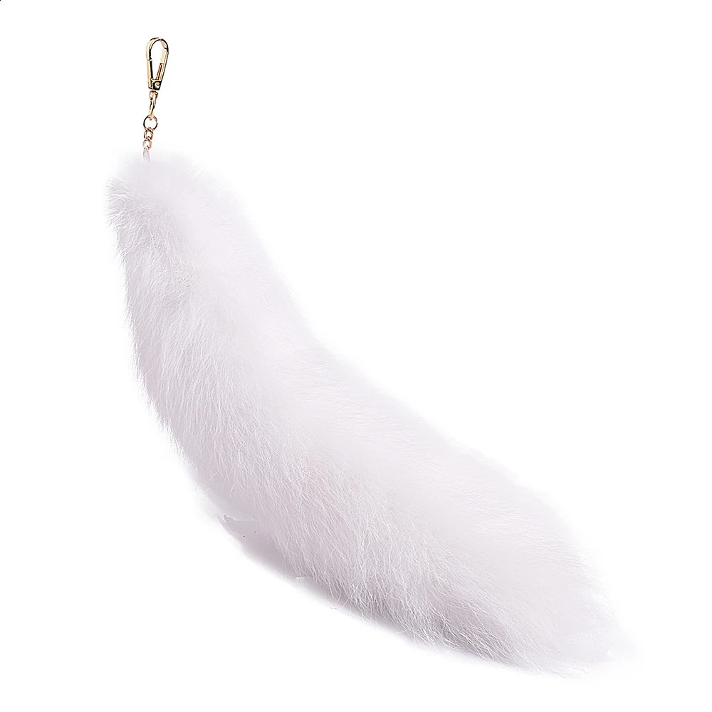 Fashion Fox Tail Keychain Wolf Tail Fur Tassel Bag Tag Black And Brown Pom Charm Keyring Holder Strap Chain Gifts 241227CJ