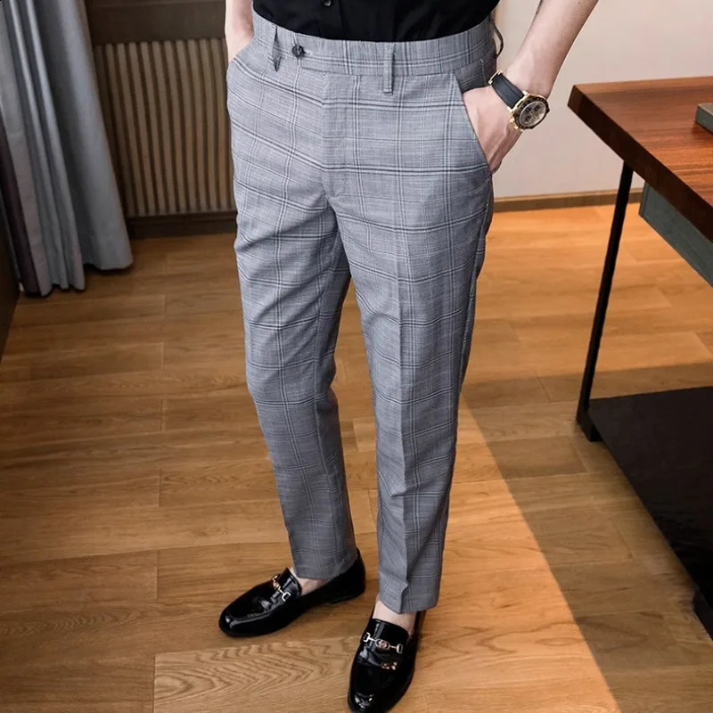 Mens Trouser Business Customized Check Office Autumn/Winter Mens Casual Pants Flat Pants Long Trend Low Price Fashion Y2k Street Wear 241227