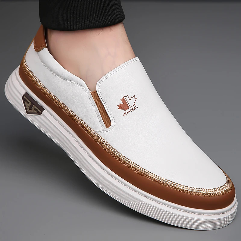 Men Leather Shoes Casual Soft Sole Versatile Business Slip On Lightweight Breathable Style for Loafers Outdoor Driving 241223