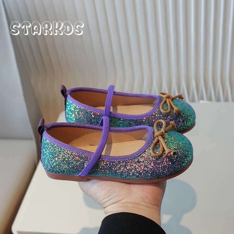 Mermaid Purple Glitter Ballet Shoes Kids Girls Luxury Bling Ballerina Loafers Child Soft Sole Dancing For Princess Footwear W241228