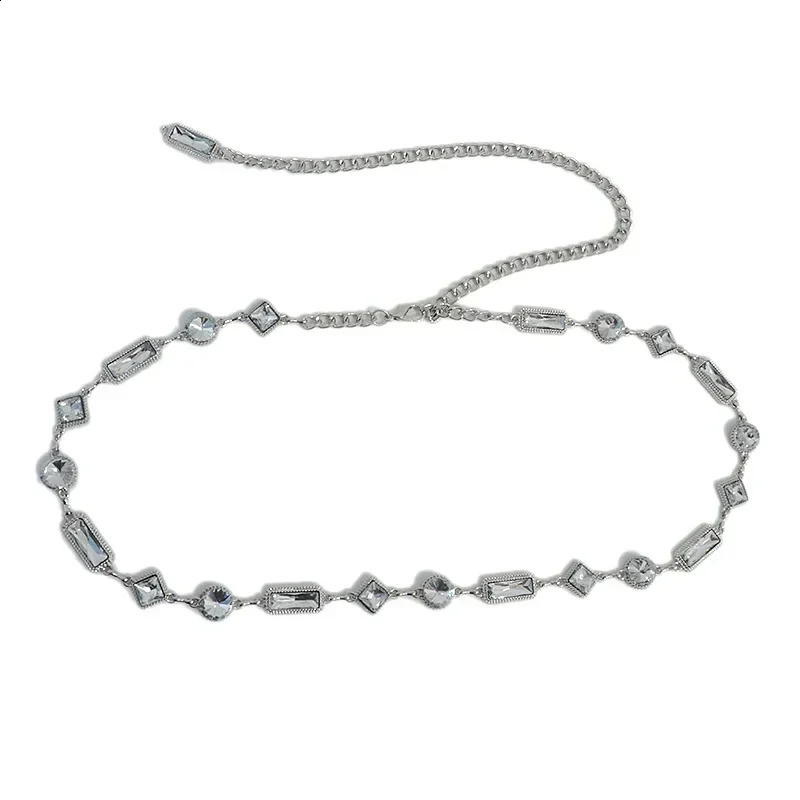 Fashion Lady Acrylic Crystal Metal Waist Chain Dress Coat Sweater Suit Decoration Belts for Women er 241227