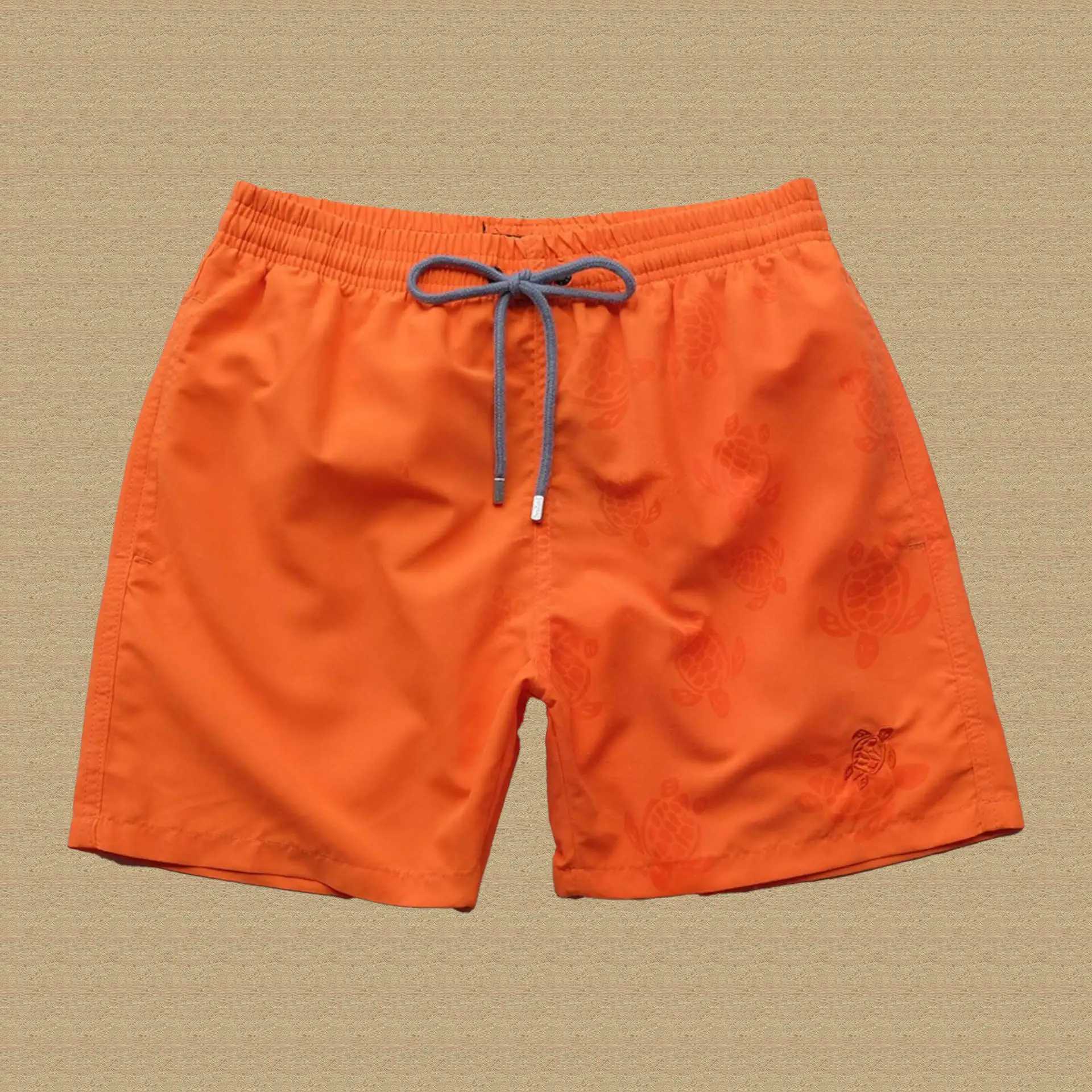 Summer solid color mens swimsuit beach shorts pocket sports casual Bermuda sportswear turtle brand mens shorts W241228