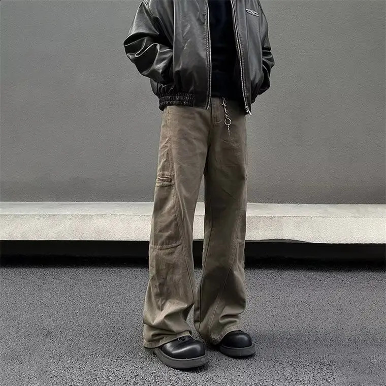 High Street retro mens and womens fashionable straight work pants for couples in spring and summer loose casual pants y2k 241227