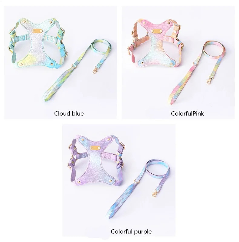 pet harness for cat and small dogs leather light weight 73g cat harness leash set no pull waterproof outdoor dog traction rope 241227