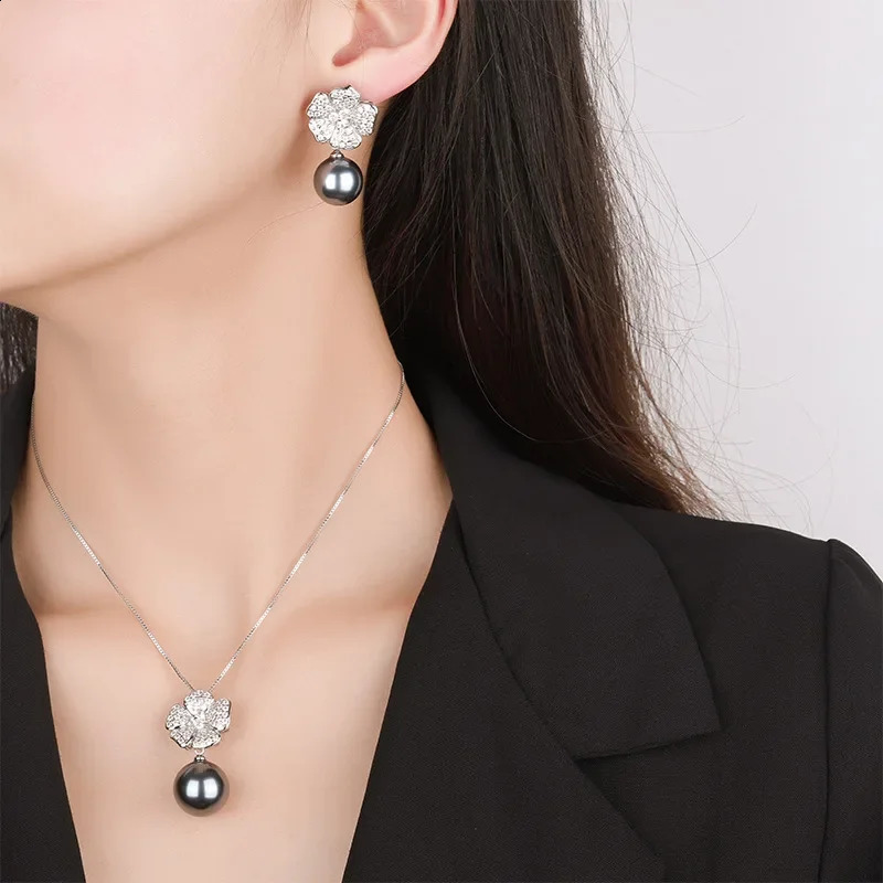 jewelry 18K gold plated pearl fashion flower fashion set 16mm14mm gemstone jewelry 241226