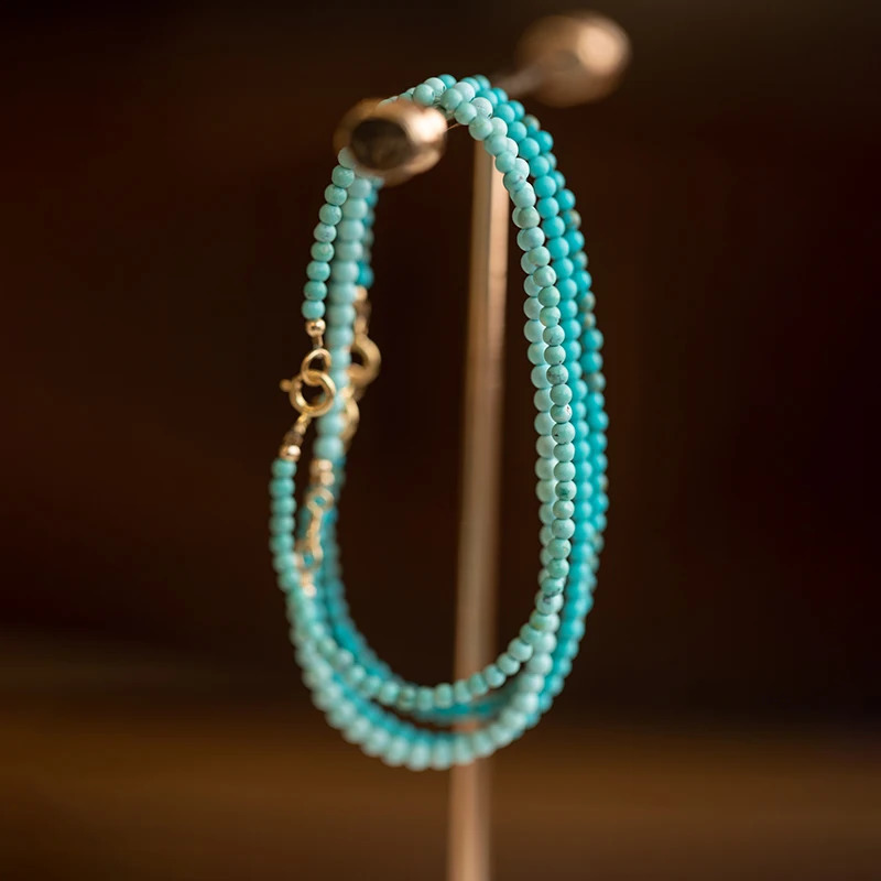 High Quality Women Fine Jewelry Unique Vintage BOHO Turquoise Gemstones Natural Stones Beaded 14K Gold Filled Beads Bracelets 241227