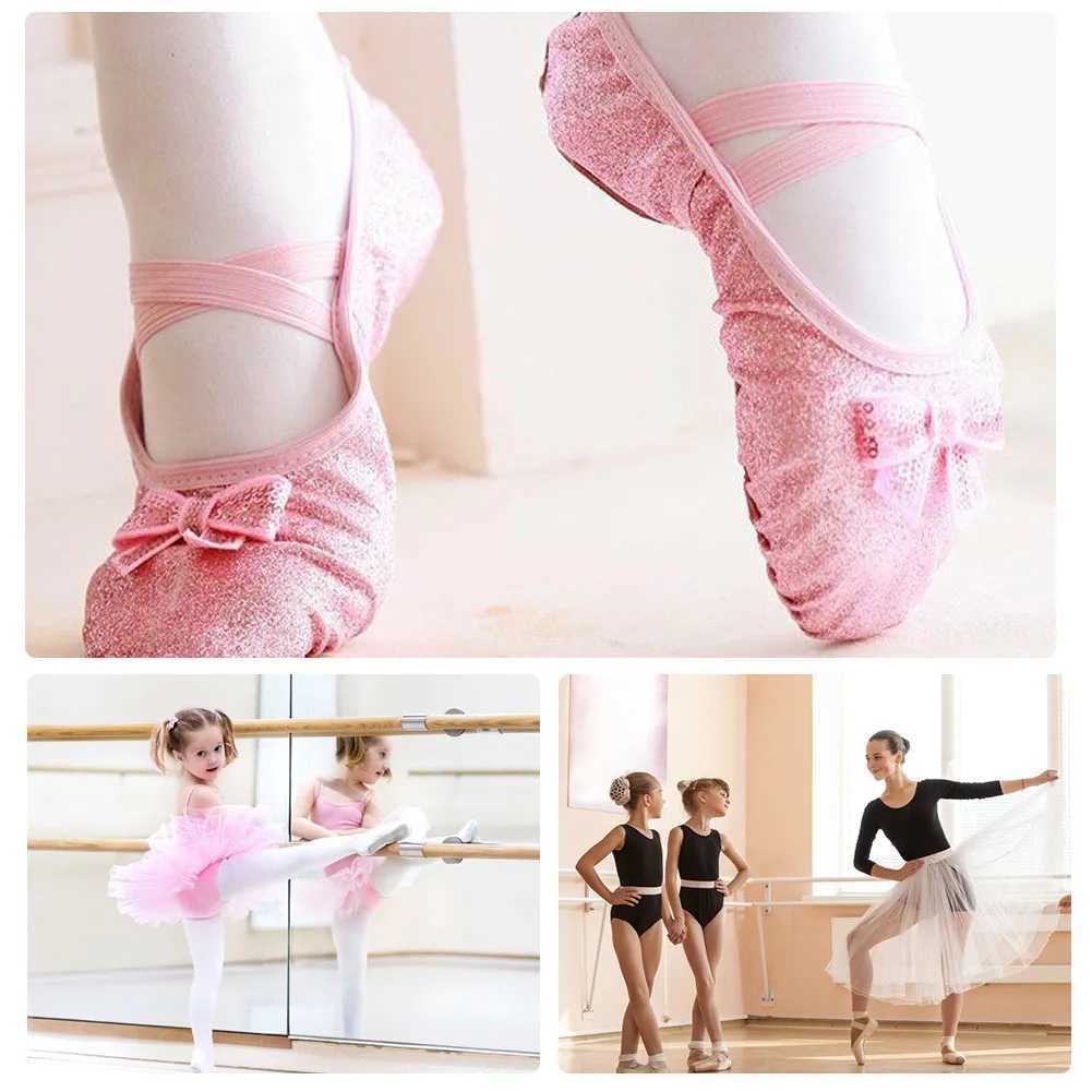 Girls ballet shoes childrens dance sliders professional canvas soft sole shiny ballet shoes girls ballet yoga gym dance shoes W241228