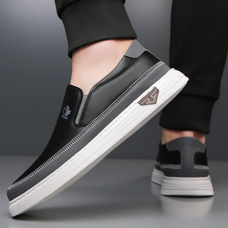 Men Leather Shoes Casual Soft Sole Versatile Business Slip On Lightweight Breathable Style for Loafers Outdoor Driving 241223