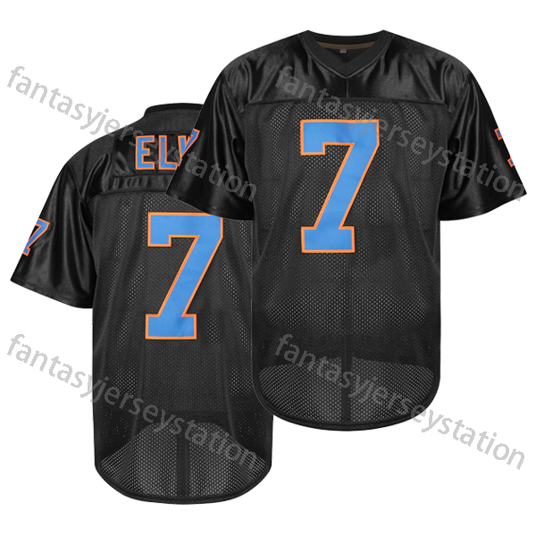 IN STOCK Mens 7 Orange Embroidered Elway Polyester Football Jersey, V-Neck Short Sleeve Sports Top, Loose Fit for Soccer, Cycling, Everyday & Athletic