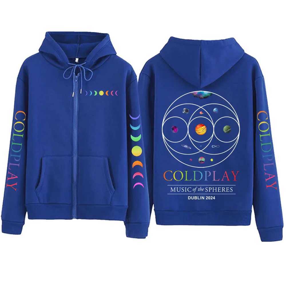 COLD-PLAY Music Of The Spheres World Tour Zipper Hoodie Harajuku Pullover Tops Sweatshirt Streetwear X241228