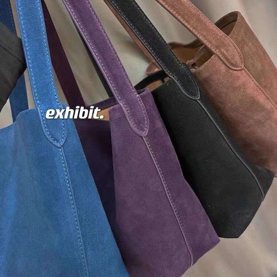 Autumn And Winter Imitation Suede Bucket Bag For Women, Large Capacity Hand-Held Shoulder Casual Solid Color, Niche Underarm Bag, Trendy