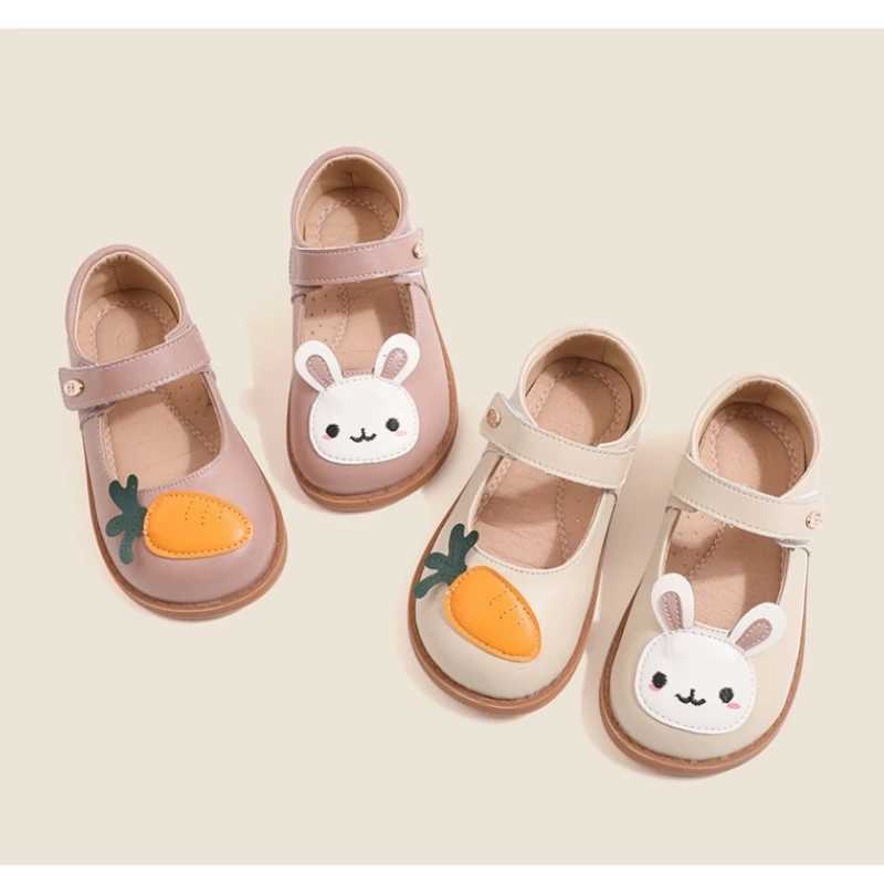 Autumn Genuine Leather Rabbit Carrot Baby Girls Flat Shoes High Qu Arch Insole Little Kids Mary Jane Shoes W241228