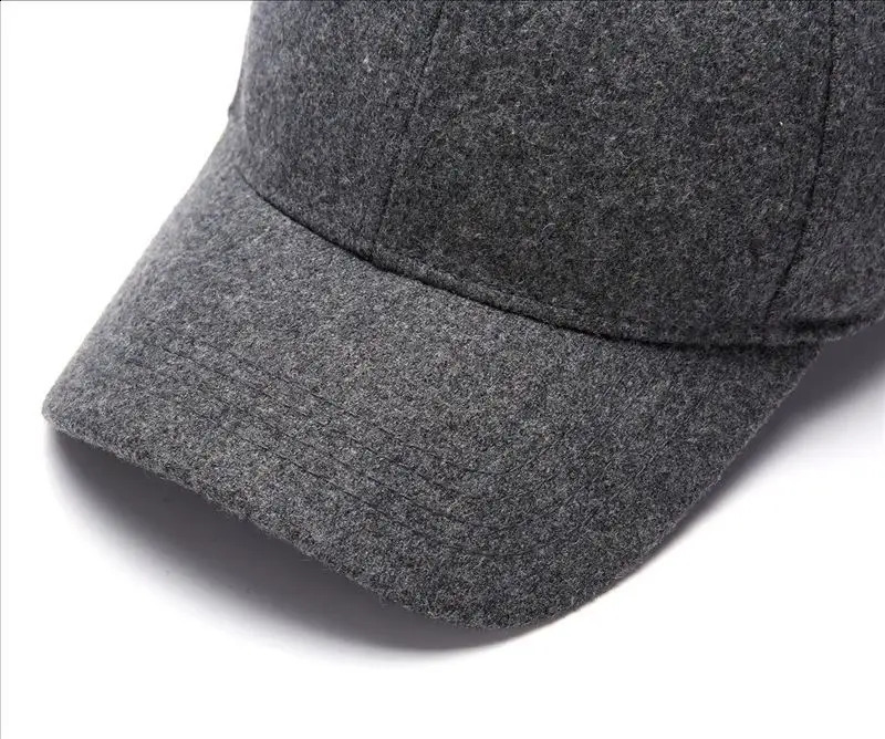 60-64cm Extra Large Size Wool Blend Baseball Dad Cap Male Winter Outdoors Felt Hat Big Bone Elder Man Warm Sport Caps 241227
