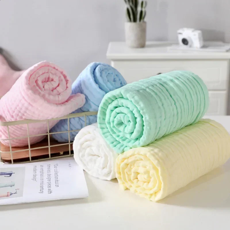 Baby Bath Towel Kids Swaddle Wrap Bedding 6 Layers Infant Gauze Receiving Blanket Pure Cotton Bubble Muslin Blanket 105*105cm 241227CJ