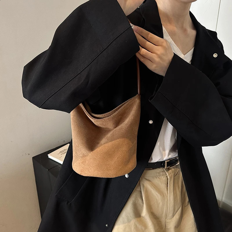 Suede Hobo Bag for Women Retro Handbag Purse Mini Tote Bags Vintage Shoulder Bag Trendy Purses Clutch Top Handle Bag 241228