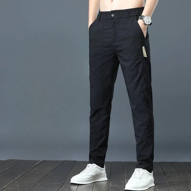 Harem Male Trouser Summer Cooling Ice Silk Thin Mens Casual Pants Ultra Thin Fit Y2k Plus Size Aesthetic Low Price Fashion Long 241227