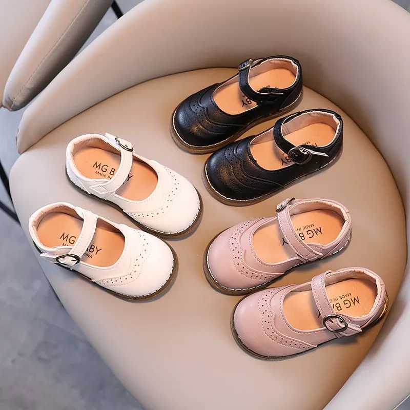 Girls Mary Janes Elegant Classic British Sle Solid Color Childrens Leather Boots 21-30 Baby Spring Summer Childrens Flat Shoes W241228