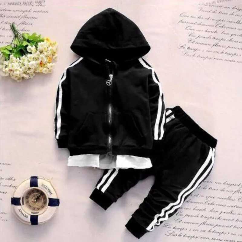 Clothing for boys sports suit spring and autumn hooded top+pants 0-5-year-old baby 2023 Korean version fashionable childrens clothing X241228