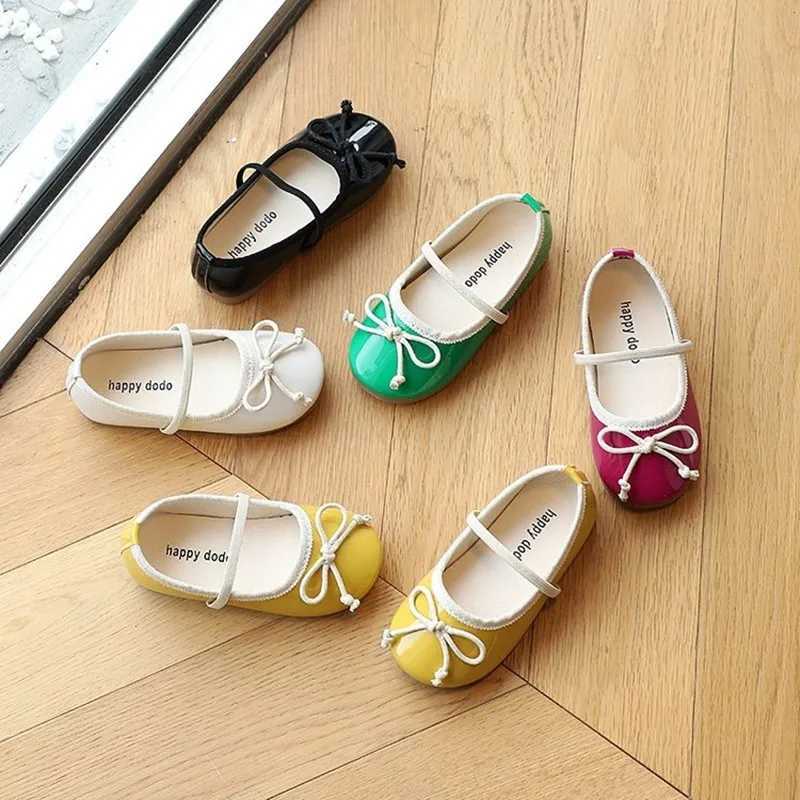 Fashionable childrens flat shoes 2-7-year-old childrens soft soled bow knot princess shoes little girls single shoes Chaussure filling W241228