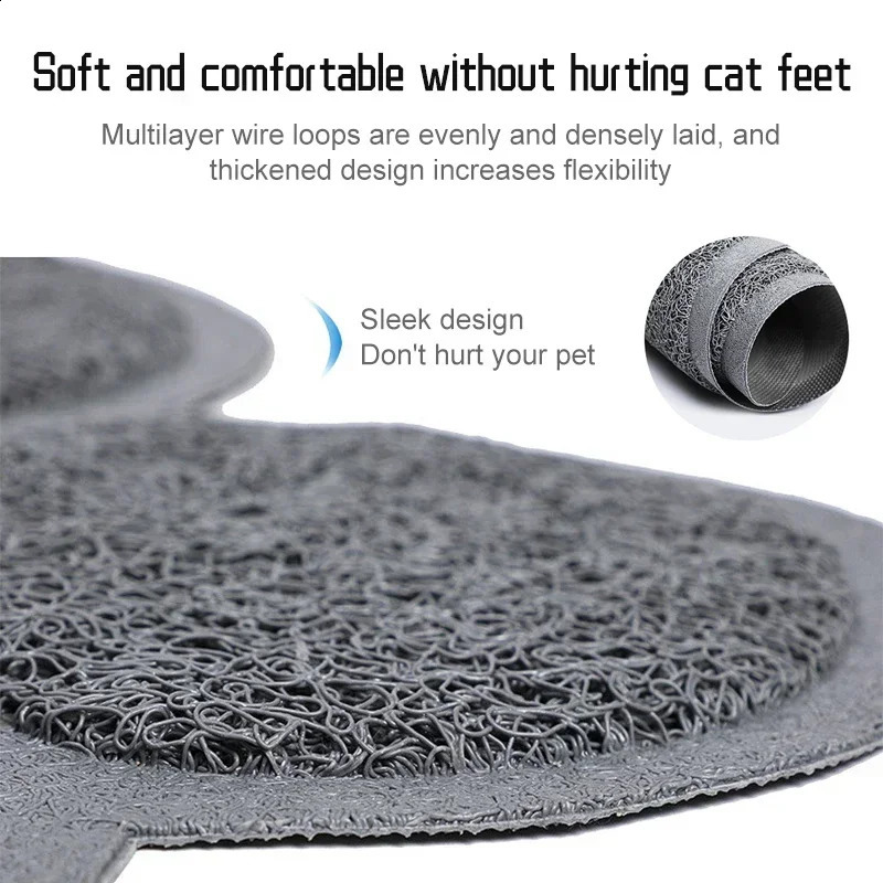 PVC Pet Mat Non-slip Claw-shaped Cat Litter Rub Feet Cat Toilet Dog Puppies Feeding Mat Cute Dish Bowl Food Feed Placement 241225