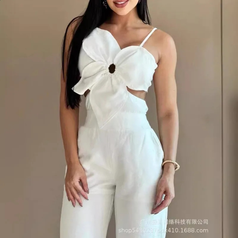 n Independence 2024 Spring Summer Womens Clothing Solid Color ThreeDimensional Flower Craft Sling OnePiece Tr 241224