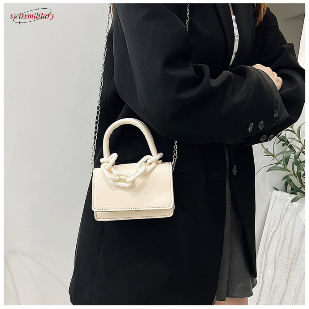 Fashion Temperament Women'S Korean Version Winter Trendy Chain Small Square Crossbody Bag Casual One Shoulder Handbag New #8 swissmilitary
