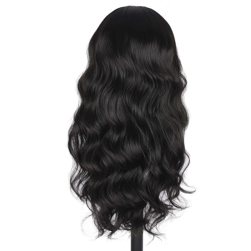 Black 13 * 4 Front Wig, Women's Long Curly Hair Synthetic Headband, Body Wave Lace Wig Kq2 Kq2