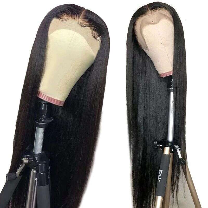 Fashion Black Wig, Split Long Straight Hair, Front Lace Synthetic Women's Headband Wigs Kq2 Kq2
