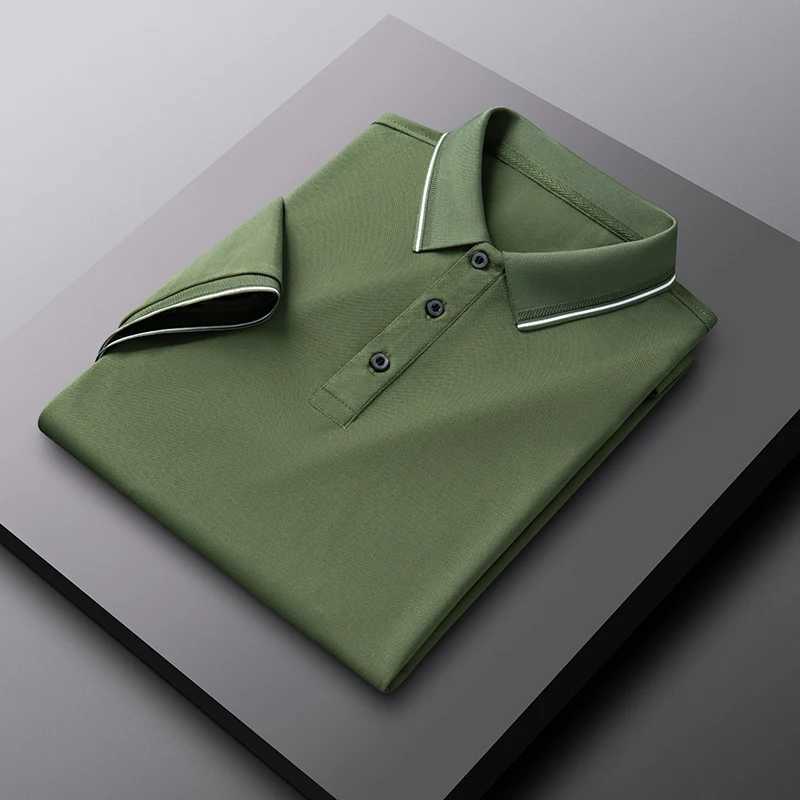 High quality classic short sleeved shirt shirt mens short sleeved collar summer ice silk breathable T-shirt casual luxury mens clothing X241228