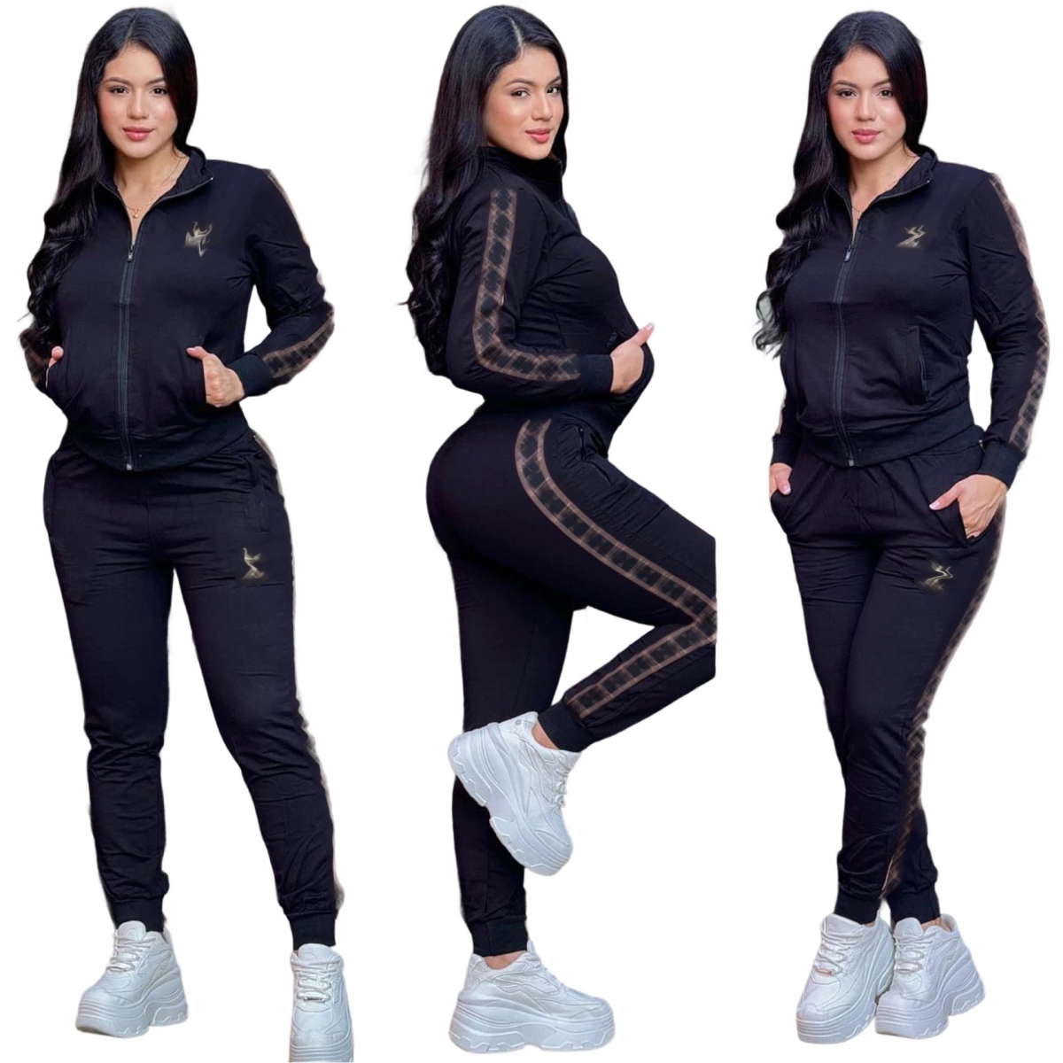 2025 Two Piece Pants Sporty Tracksuits Women Casual Print Jacket and Trouser Sets Free Ship