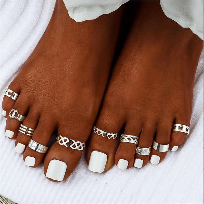 Alloy Toe Ring Set Women Open Beach Foot Accessories Fashion Jewelry 241225