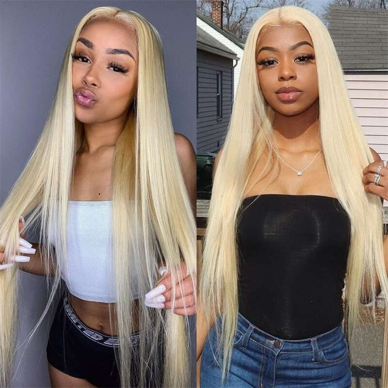 613 # Front Lace Synthetic Wig Headband Matte High-Temperature Silk Half Hand Hook Golden Long Straight Hair Kq2 Kq2