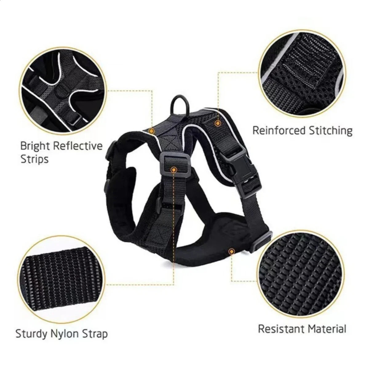 Cat Harness Lead Leash Set Walking Training Escape Proof Adjustable Reflective Pet Vest Harness Kitten Collar Pet Supplies 241227