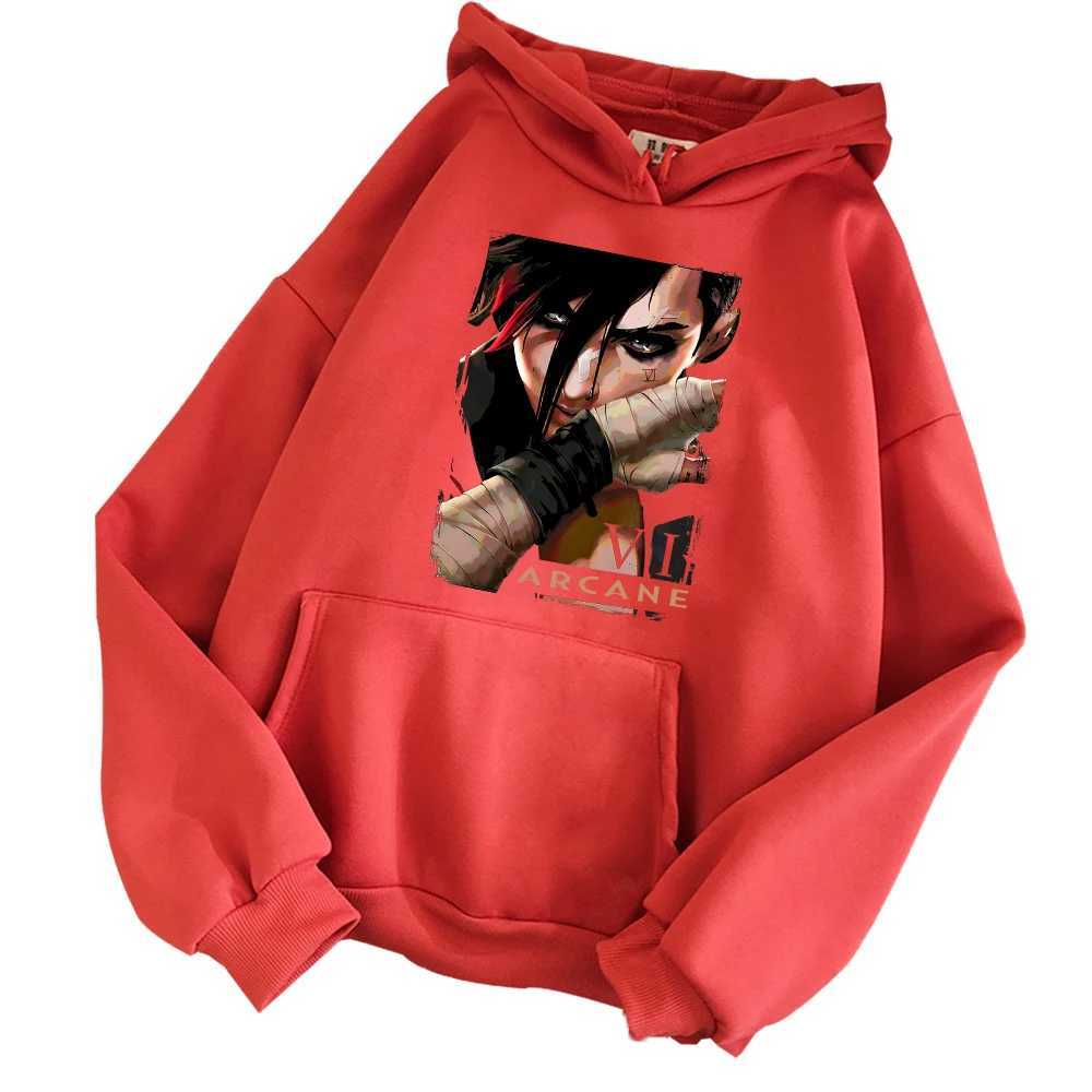 Arcane Vi Hoodie Harajuku Pullover Tops Sweatshirt Fans Gift X241228