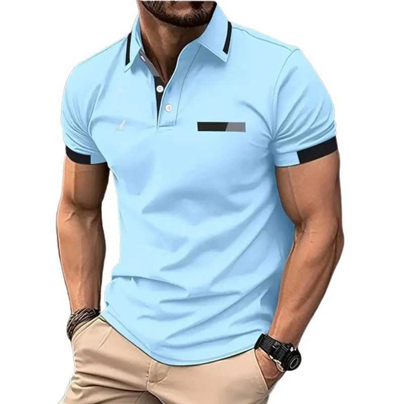 2024 Mens Casual Striped Colorful shirt Breathable Collar Short Sleeve shirt Shirt Mens Fitness Training Clothing X241228