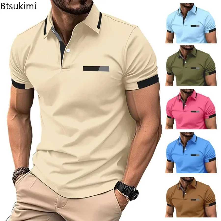 New 2024 Mens Short sleeved shirt Shirt Casual Collar Button Zipper Mens Retro Stripe Patch Work Mens T-shirt X241228
