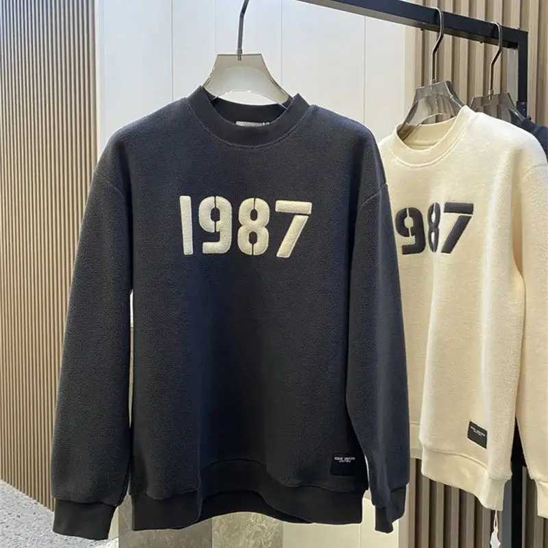 Mens Clothing Black Hoodieless Top Loose Pullover Sweatshirts For Man Fleeced Tee Harajuku Fashion New Sale Aesthetic Fashion F X241228