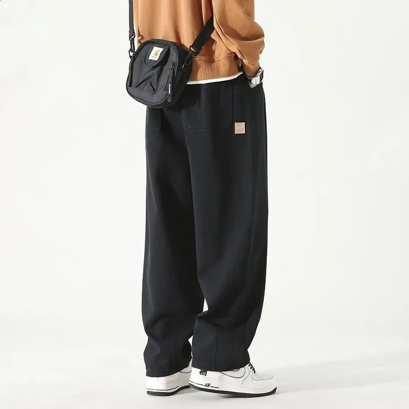 Pocket mens casual pants loose and loose mens clothing mens Trousers straight loose and thin work black summer original clothing Y2k Xxxl 241227